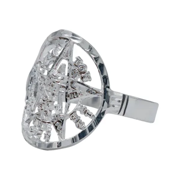 Anillo Plata 925 Tetragramaton Diamantado Unisex - Imagen 1