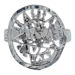 Anillo Plata 925 Tetragramaton Diamantado Unisex - Imagen 2