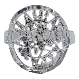 Anillo Plata 925 Tetragramatón Diamantado Unisex - Imagen 2