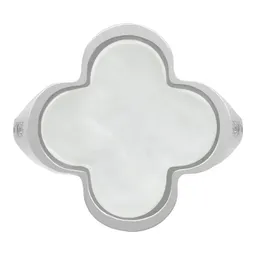 Anillo Plata 925 Trébol Blanco Esmaltado con Zirconia - Imagen 2
