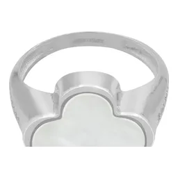 Anillo Plata 925 Trébol Blanco Esmaltado con Zirconia - Imagen 6