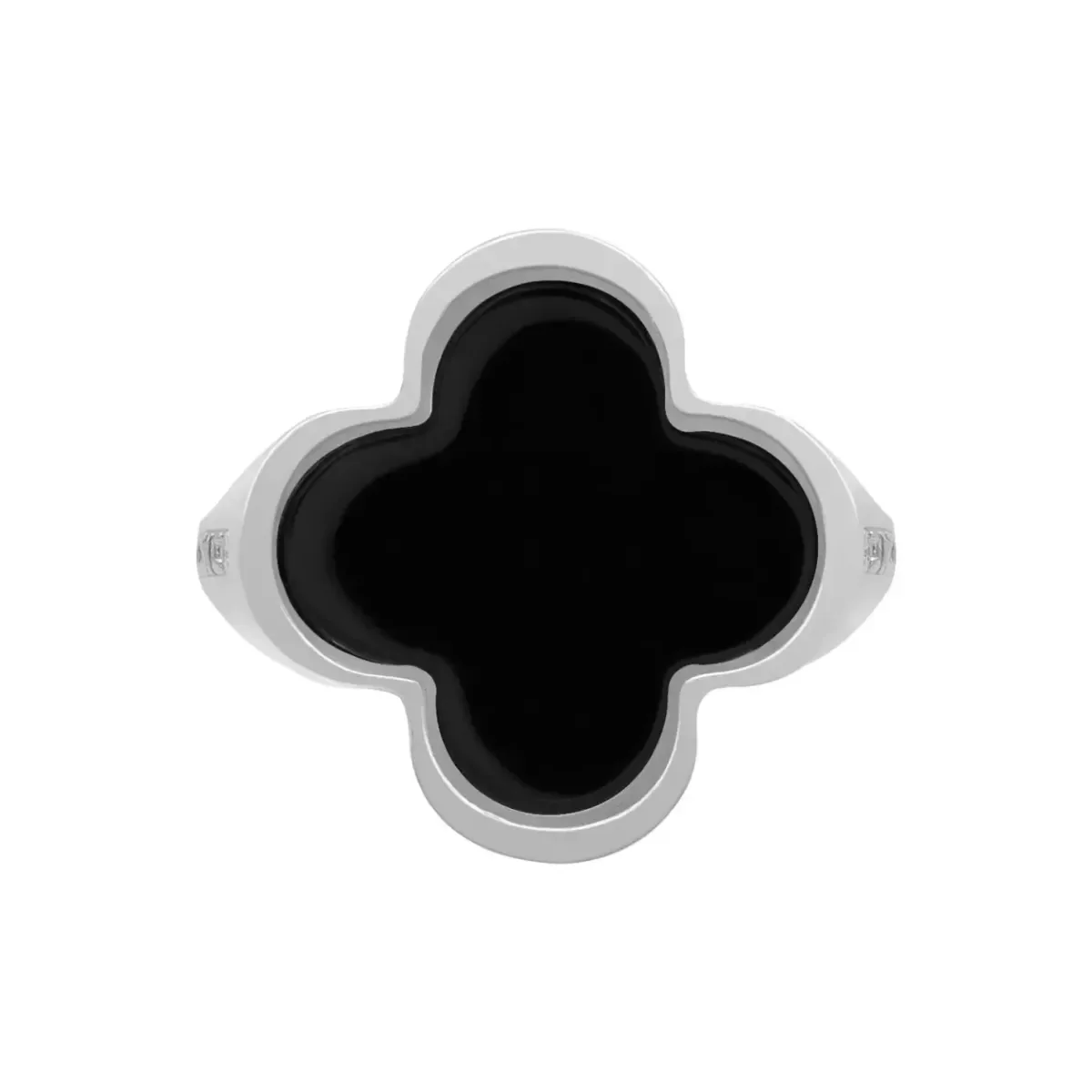 Anillo Plata 925 Trébol con Zirconia Negra - Imagen 2