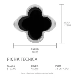 Anillo Plata 925 Trébol con Zirconia Negra - Imagen 7