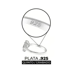 Anillo Plata 925 Trébol con Zirconias Negras Unisex Talla 7.5 - Imagen 3