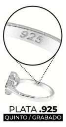 Anillo Plata 925 Trébol con Zirconias Negras Unisex Talla 7.5 - Imagen 3