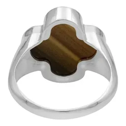 Anillo Plata 925 Trébol Esmaltado Café con Zirconia - Imagen 3