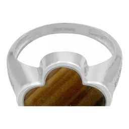Anillo Plata 925 Trébol Esmaltado Café con Zirconia - Imagen 6