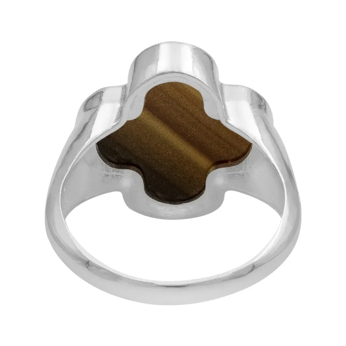 Anillo Plata .925 Trébol Esmaltado Café con Zirconia - Imagen 3