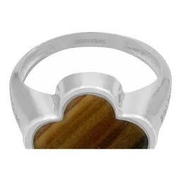 Anillo Plata 925 Trébol Esmaltado Café Zirconia - Imagen 6