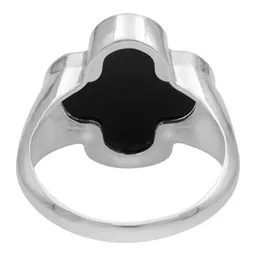 Anillo Plata 925 Trébol Esmaltado con Zirconia Negra - Imagen 3