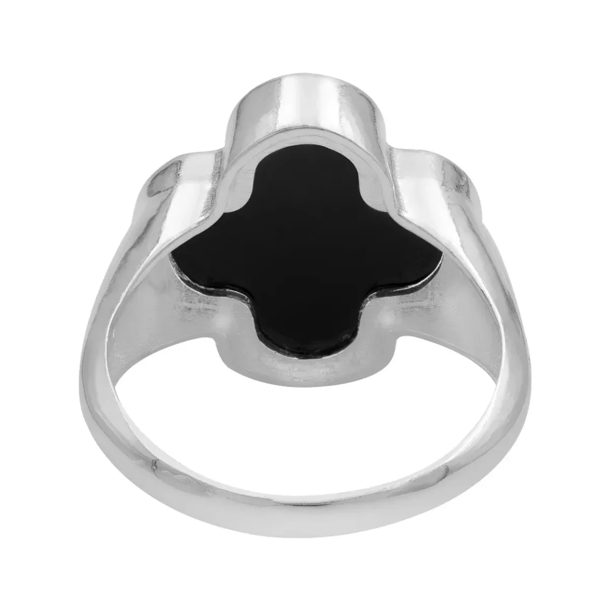Anillo Plata 925 Trébol Esmaltado con Zirconia Negra - Imagen 3