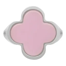 Anillo Plata 925 Trébol Esmaltado Rosa con Zirconia para Mujer - Imagen 2