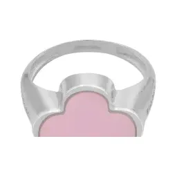 Anillo Plata 925 Trébol Esmaltado Rosa con Zirconia para Mujer - Imagen 6