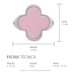 Anillo Plata 925 Trébol Esmaltado Rosa con Zirconia para Mujer - Imagen 7