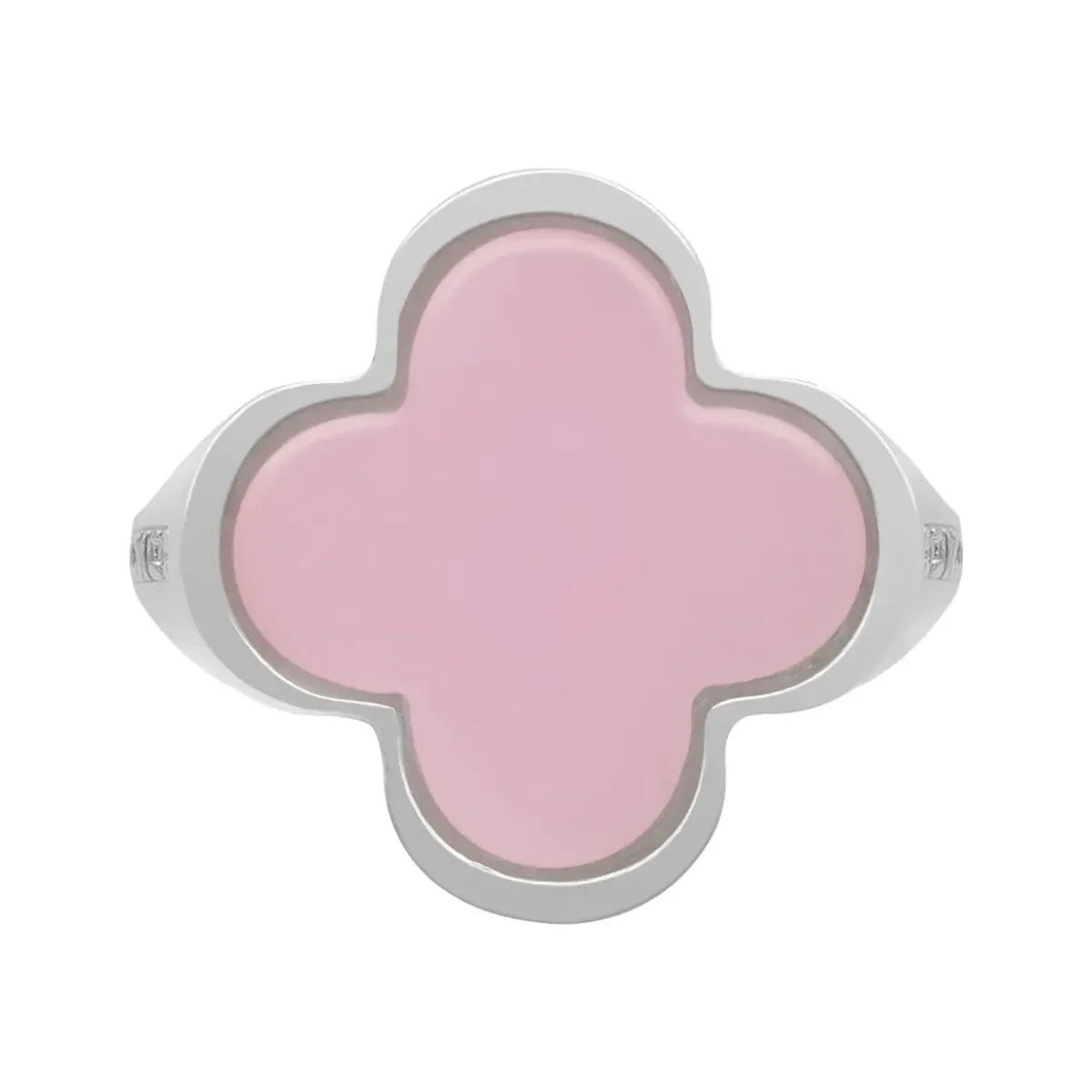 Anillo Plata 925 Trébol Esmaltado Rosa con Zirconia Talla 7 - Imagen 2