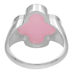 Anillo Plata 925 Trébol Esmaltado Rosa con Zirconia Talla 7 - Imagen 3