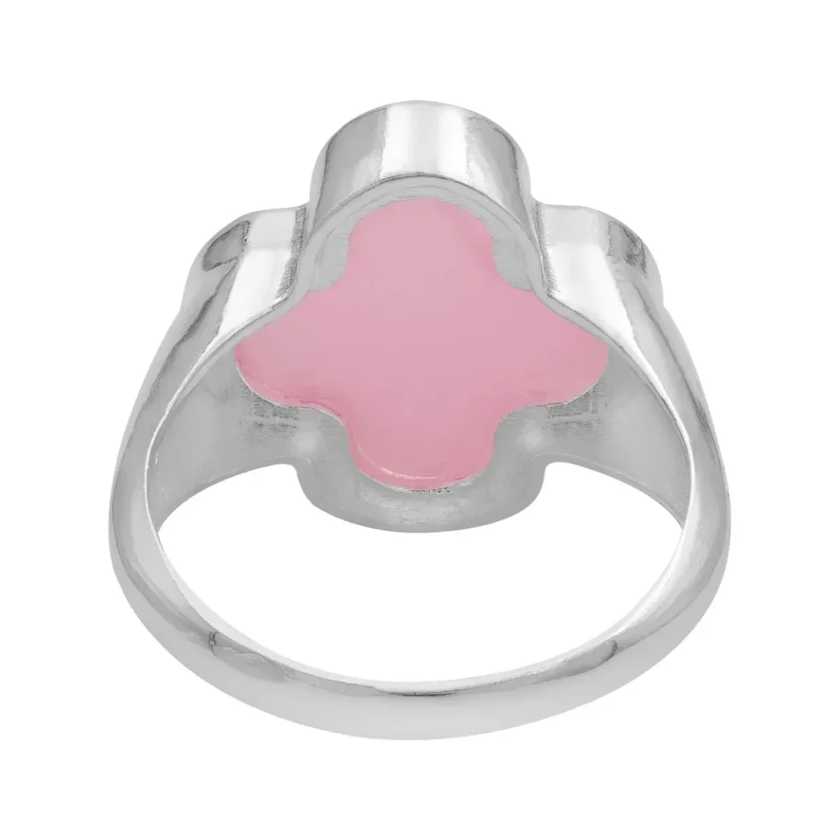Anillo Plata 925 Trébol Esmaltado Rosa con Zirconia Talla 7 - Imagen 3