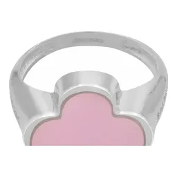 Anillo Plata 925 Trébol Esmaltado Rosa con Zirconia Talla 7 - Imagen 6