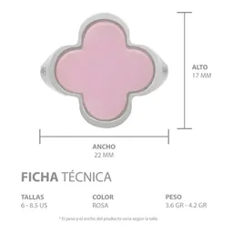 Anillo Plata 925 Trébol Esmaltado Rosa con Zirconia Talla 7.5 - Imagen 7