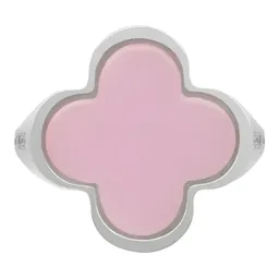 Anillo Plata 925 Trébol Esmaltado Rosa con Zirconia Talla 8 - Imagen 2