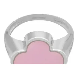 Anillo Plata 925 Trébol Esmaltado Rosa con Zirconia Talla 8 - Imagen 6