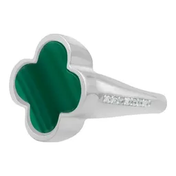 Anillo Plata 925 Trébol Esmaltado Verde con Zirconia - Imagen 1