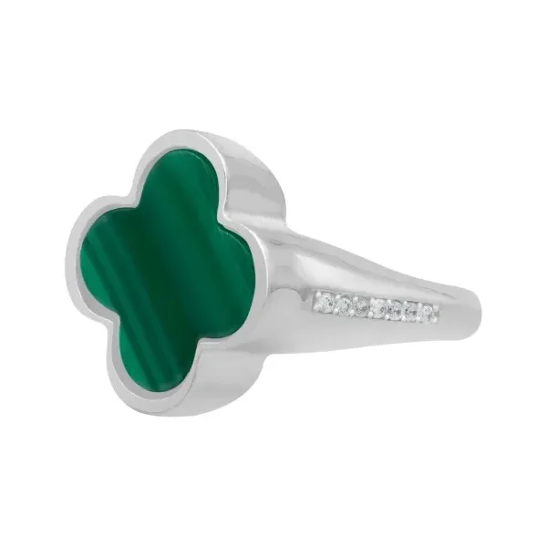 Anillo de plata .925 verde zirconia trebol esmaltado — Joyaris