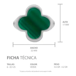 Anillo Plata 925 Trébol Esmaltado Verde Zirconia para Mujer - Imagen 7