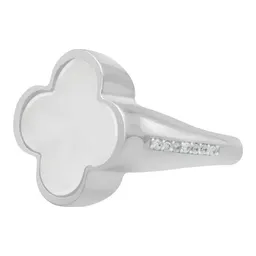 Anillo Plata 925 Trébol Esmaltado Zirconia Diseño Suerte - Imagen 1