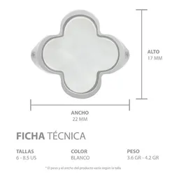 Anillo Plata 925 Trébol Esmaltado Zirconia Diseño Suerte - Imagen 7