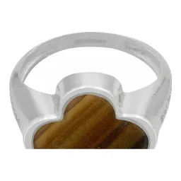 Anillo Plata 925 Trébol Esmalte Café Zirconia - Imagen 6