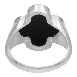 Anillo Plata 925 Trébol Negro Esmaltado con Zirconia - Imagen 3