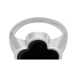 Anillo Plata 925 Trébol Negro Esmaltado con Zirconia - Imagen 6