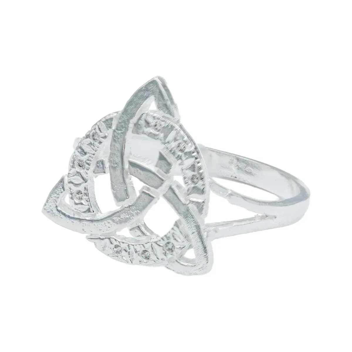 Anillo Plata 925 Triqueta Celta con Zirconia Brillante - Imagen 2
