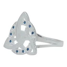 Anillo Plata 925 Triqueta Celta Diamantado con Zirconia Azul Talla 8 - Imagen 1