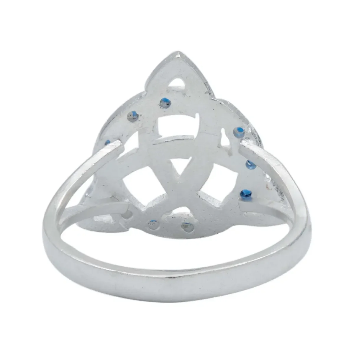 Anillo Plata 925 Triqueta Celta Diamantado con Zirconia Azul Talla 8 - Imagen 4