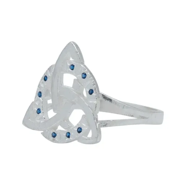 Anillo de plata .925 azul zirconia triqueta celta diamantado — Joyaris