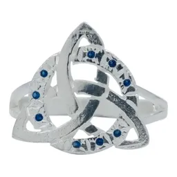 Anillo Plata 925 Triqueta Celta Diamantado con Zirconia Azul Talla 9 - Imagen 2