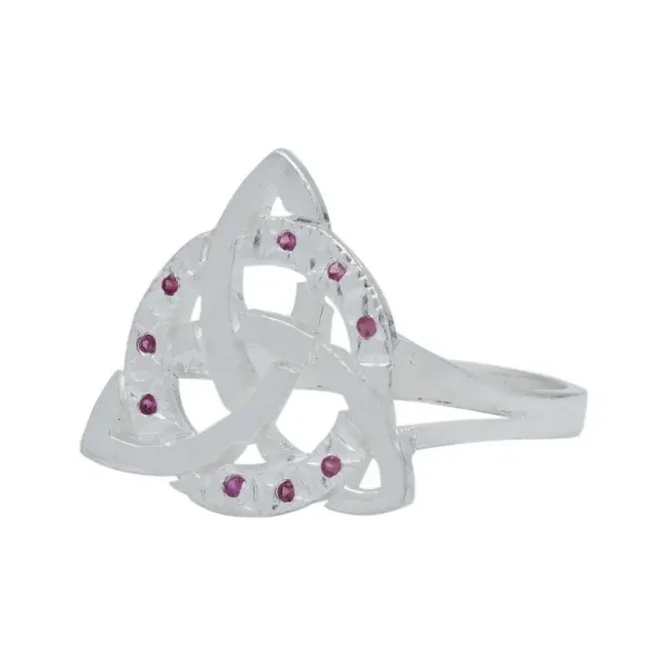 Anillo de plata .925 fucsia zirconia Triqueta Celta diamantado talla 9.5 — Joyaris