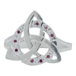 Anillo Plata .925 Triqueta Celta Diamantado con Zirconia Fucsia - Imagen 2