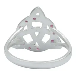 Anillo Plata .925 Triqueta Celta Diamantado con Zirconia Fucsia - Imagen 4