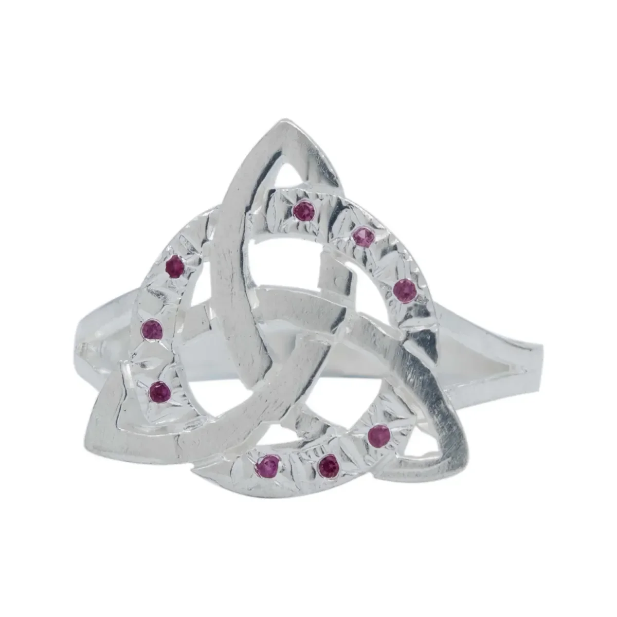 Anillo Plata .925 Triqueta Celta Diamantado Zirconia Fucsia - Imagen 2