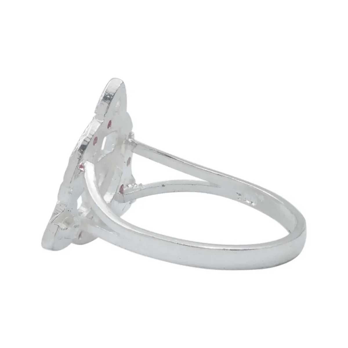 Anillo Plata .925 Triqueta Celta Diamantado Zirconia Fucsia - Imagen 3
