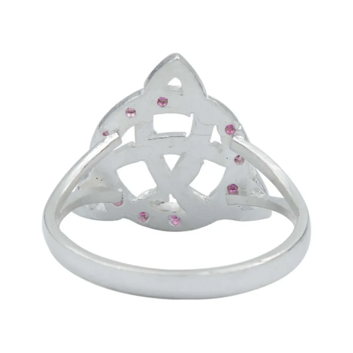 Anillo Plata .925 Triqueta Celta Diamantado Zirconia Fucsia - Imagen 4