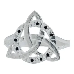 Anillo Plata 925 Triqueta Celta Diamantado Zirconia Negra - Imagen 2