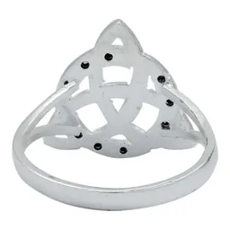 Anillo Plata 925 Triqueta Celta Zirconia Negra Unisex - Imagen 4