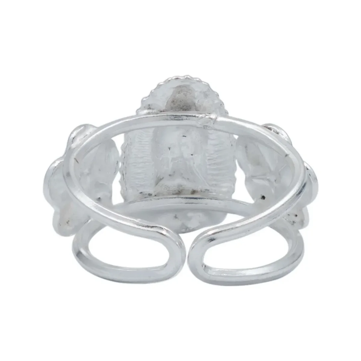 Anillo Plata 925 Virgen Guadalupe con Flores Ajustable - Imagen 3