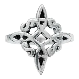 Anillo Plata Ley .925 Nudo de Bruja Celta Místico Pavonado - Imagen 1