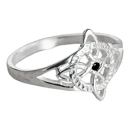 Anillo Plata Ley .925 Nudo de Bruja con Zirconia Negra - Imagen 1