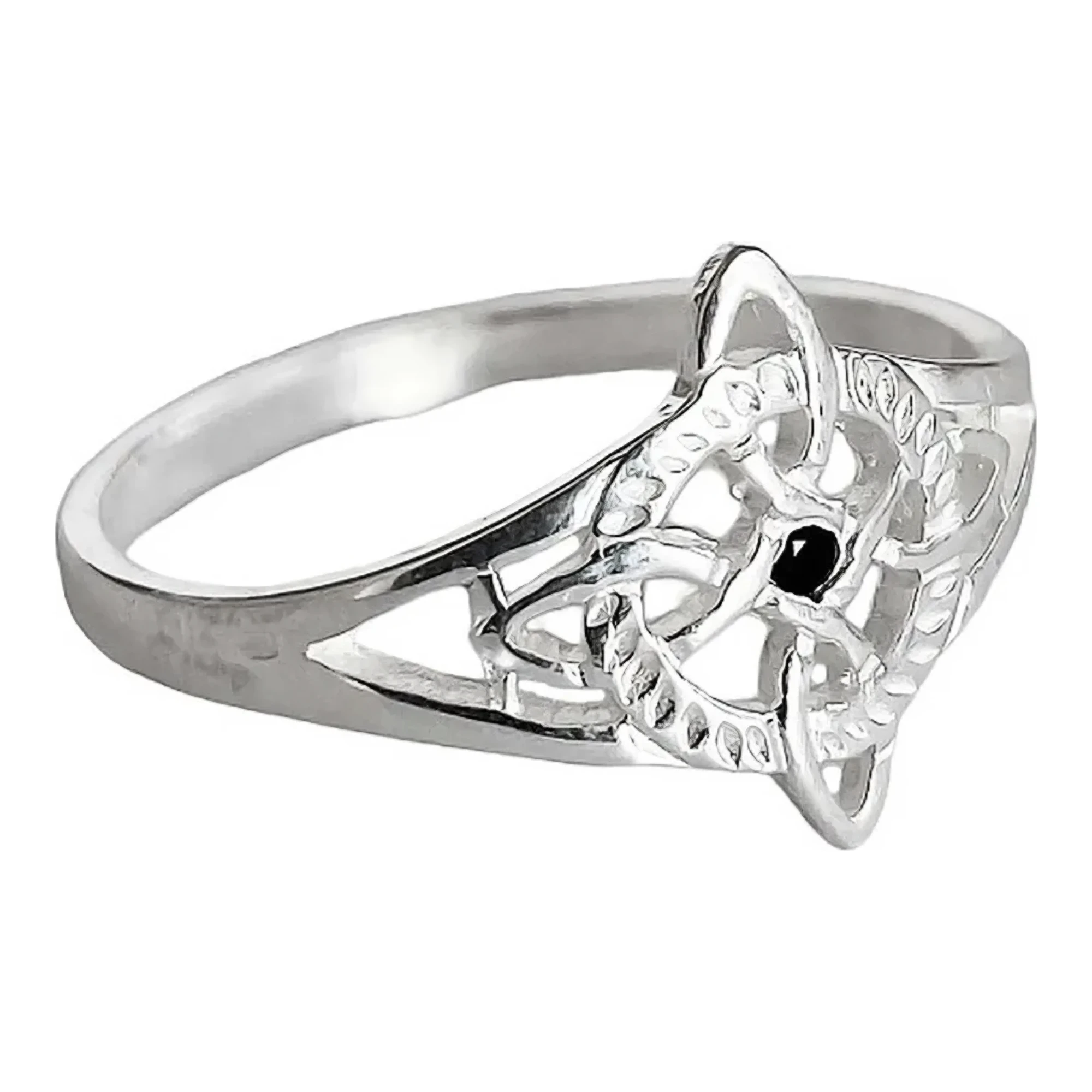 Anillo Plata .925 Nudo de Bruja con Zirconia Negra - Joyaris joyería fina artesanal mexicana